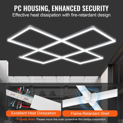 Square LED Garagebelysning 22000LM 5 Grids Bright Car Detailing Shop Light