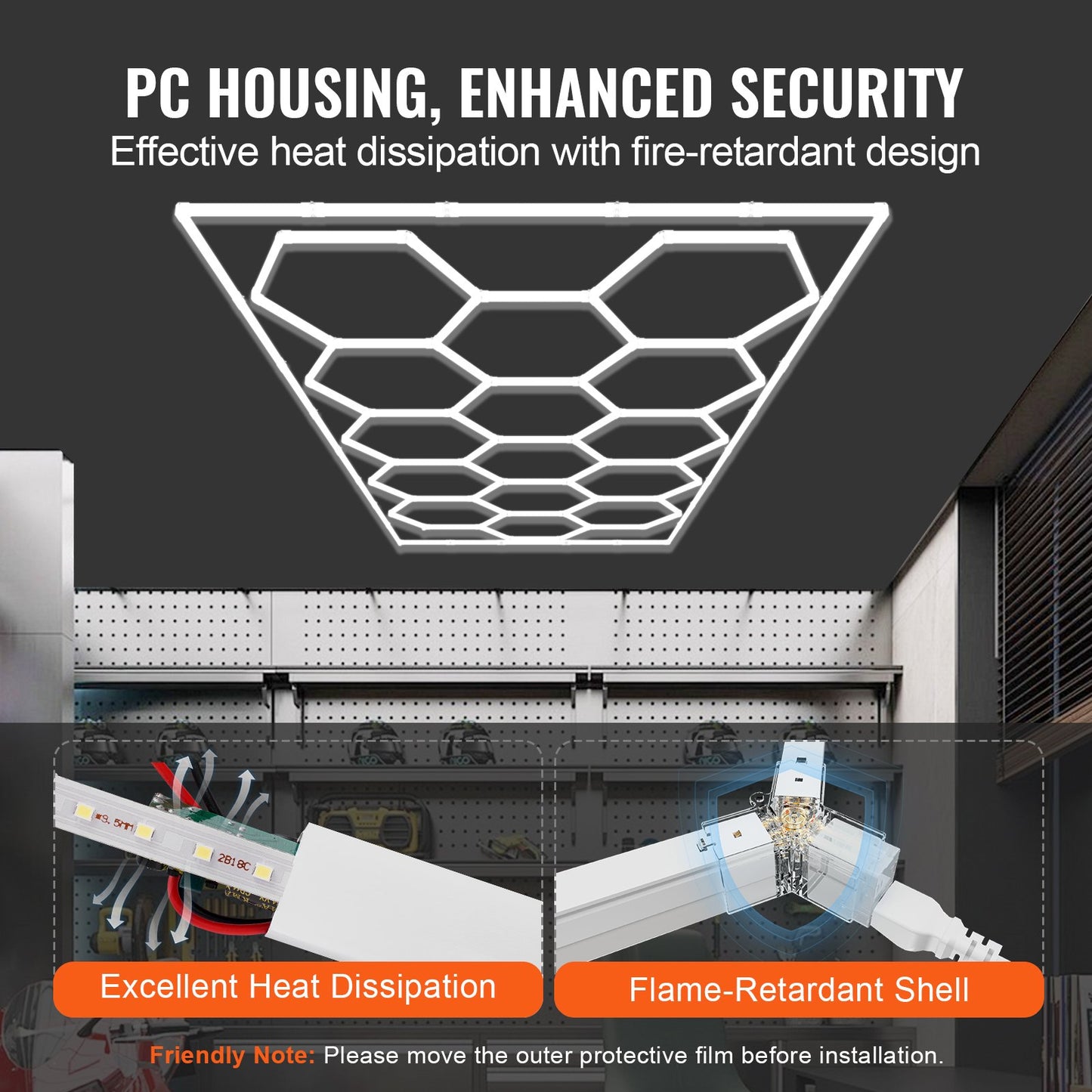 Hexagon Garage Lights, 66300LM, 6500K 15 Grid Systems Honeycomb Hexagonal Garage LED Lights, DIY Cool White Car Detailing Garage Ceiling Lighting Bright Shop Light for Gym Basement Workshop