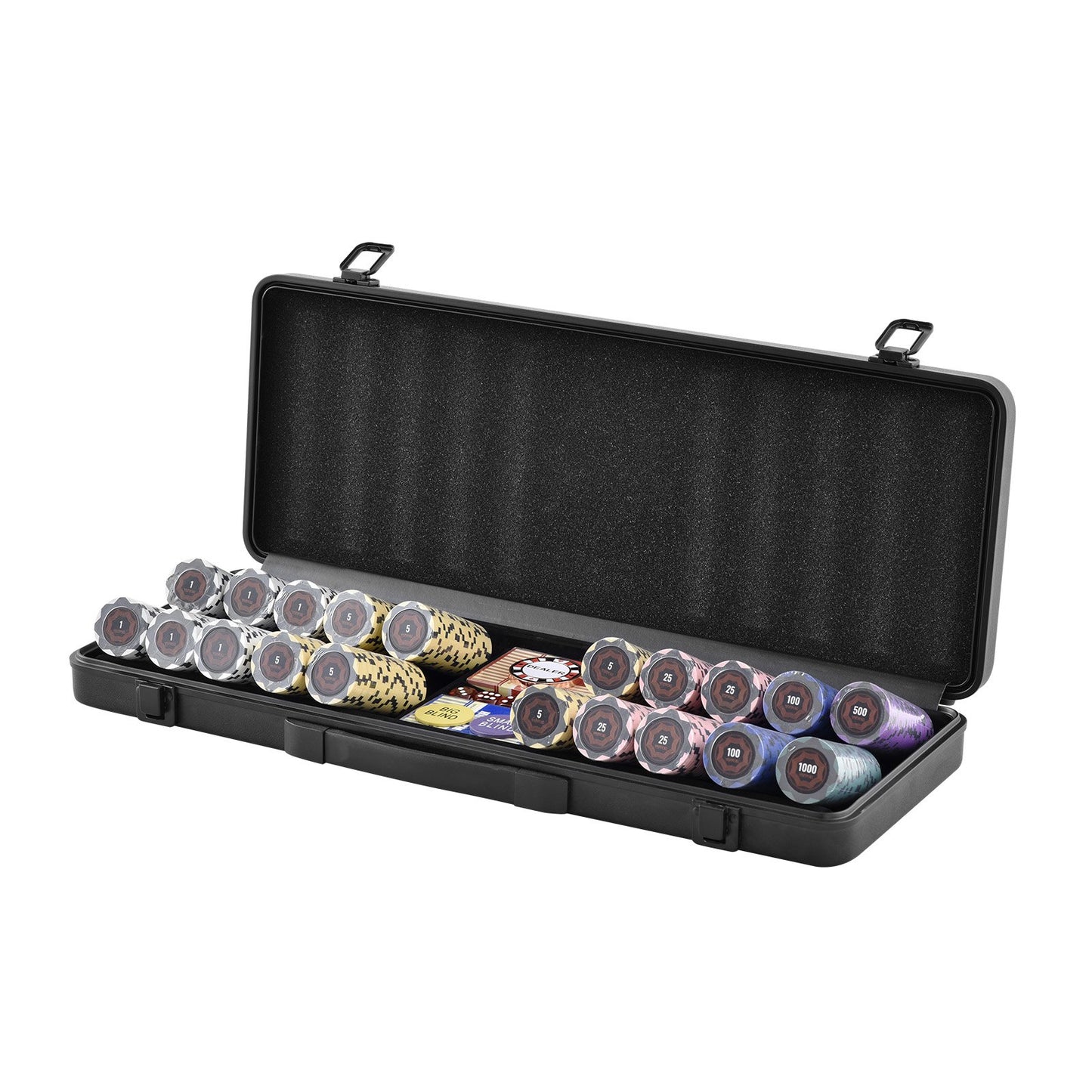 Pokerchipset, 500-bitars pokerset, komplett pokerspelset med bärväska, tungvikts 14 grams kasinolermarker, kort, knappar och tärningar, för Texas Hold'em, blackjack, hasardspel