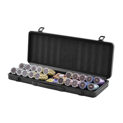 Pokerchipset, 500-bitars pokerset, komplett pokerspelset med bärväska, tungvikts 14 grams kasinolermarker, kort, knappar och tärningar, för Texas Hold'em, blackjack, hasardspel