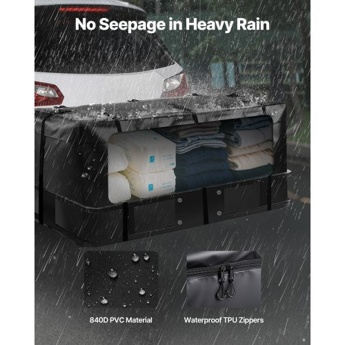 dragkroklastbärväska, vattentät 840D PVC, 57,48 x 19,49 x 23,82 tum (16 kubikfot), kraftig lastväska för förvaring av lastbilsflak med förstärkta remmar, lämplig för bil SUV skåpbilar dragkrokskorg |  EU