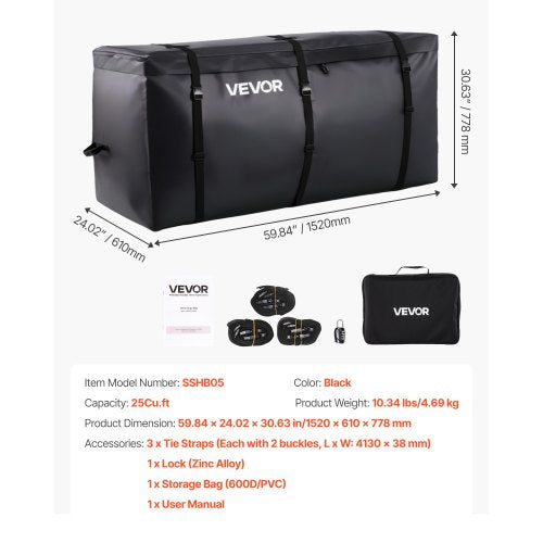 bärväska för dragkrok 59,84 x 24,02 x 30,63 tum (25 kubikfot) vattentät