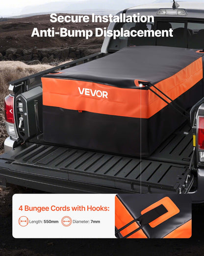 Truck Bed Cargo Bag, Waterproof 840D PVC, 51.18 x 40.16 x 21.85 in (26 Cubic Feet), Heavy Duty Cargo Bag for Truck Bed with 4 Bungee Cords with Hooks, Fits a Variety of SUV and Pickup Trucks