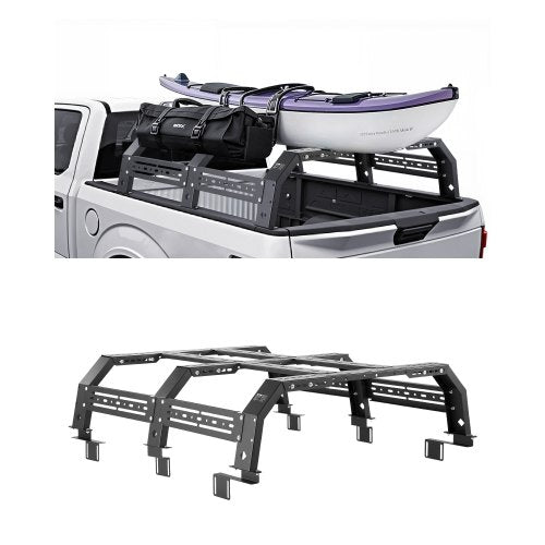 Overland Truck Bed Rack, 51.2-65.4 in Width, Adjustable Overland Bed Cargo Rack with Sidebar, 900 lbs Static Capacity, Compatible with Mid-Size Trucks Tacoma/Ranger/Gladiator JT/Colorado/Canyon
