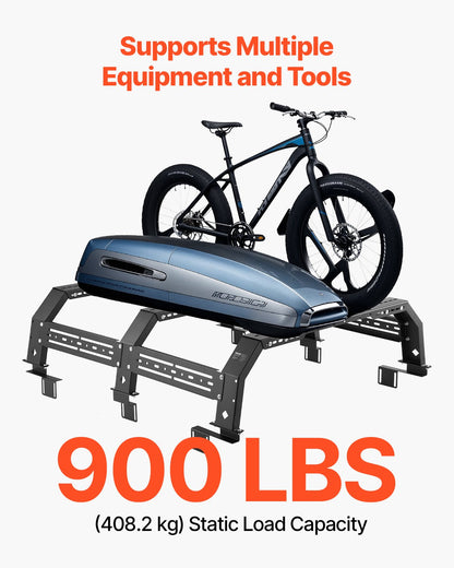 Overland Truck Bed Rack, 51.2-65.4 in Width, Adjustable Overland Bed Cargo Rack with Sidebar, 900 lbs Static Capacity, Compatible with Mid-Size Trucks Tacoma/Ranger/Gladiator JT/Colorado/Canyon