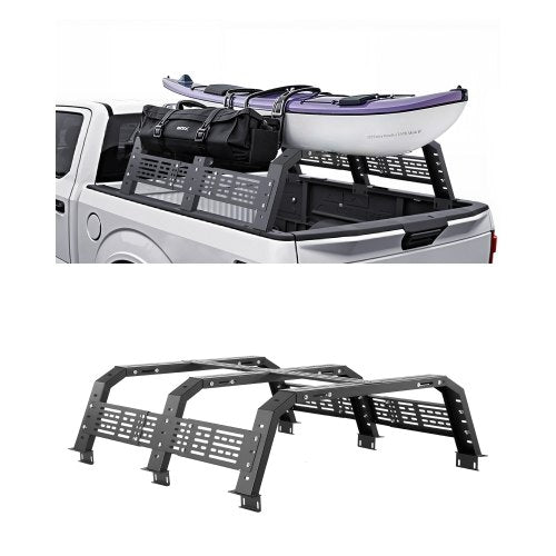 Overland Truck Bed Rack, 54.3-68.3 in Width, Adjustable Overland Bed Cargo Rack with Sidebar and 900 lbs Static Load Capacity, Heavy Duty Steel, Compatible with Full Size and Mid-Size Trucks