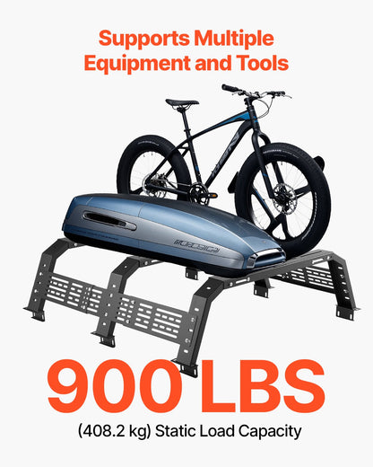 Overland Truck Bed Rack, 54.3-68.3 in Width, Adjustable Overland Bed Cargo Rack with Sidebar and 900 lbs Static Load Capacity, Heavy Duty Steel, Compatible with Full Size and Mid-Size Trucks