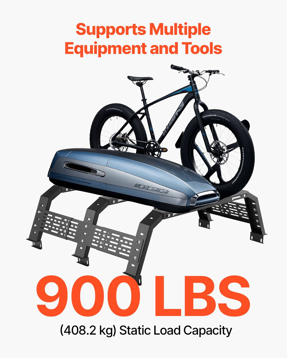 Overland Truck Bed Rack, 49.2-67.9 in Width, Adjustable Overland Bed Cargo Rack with Sidebar, 900 lbs Static Capacity, Heavy Duty Steel, for Mid-Size Trucks, Compatible with Tacoma/Gladiator JT