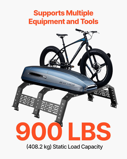 Overland Truck Bed Rack, 49.2-67.9 in Width, Adjustable Overland Bed Cargo Rack with Sidebar, 900 lbs Static Capacity, Heavy Duty Steel, for Mid-Size Trucks, Compatible with Tacoma/Gladiator JT