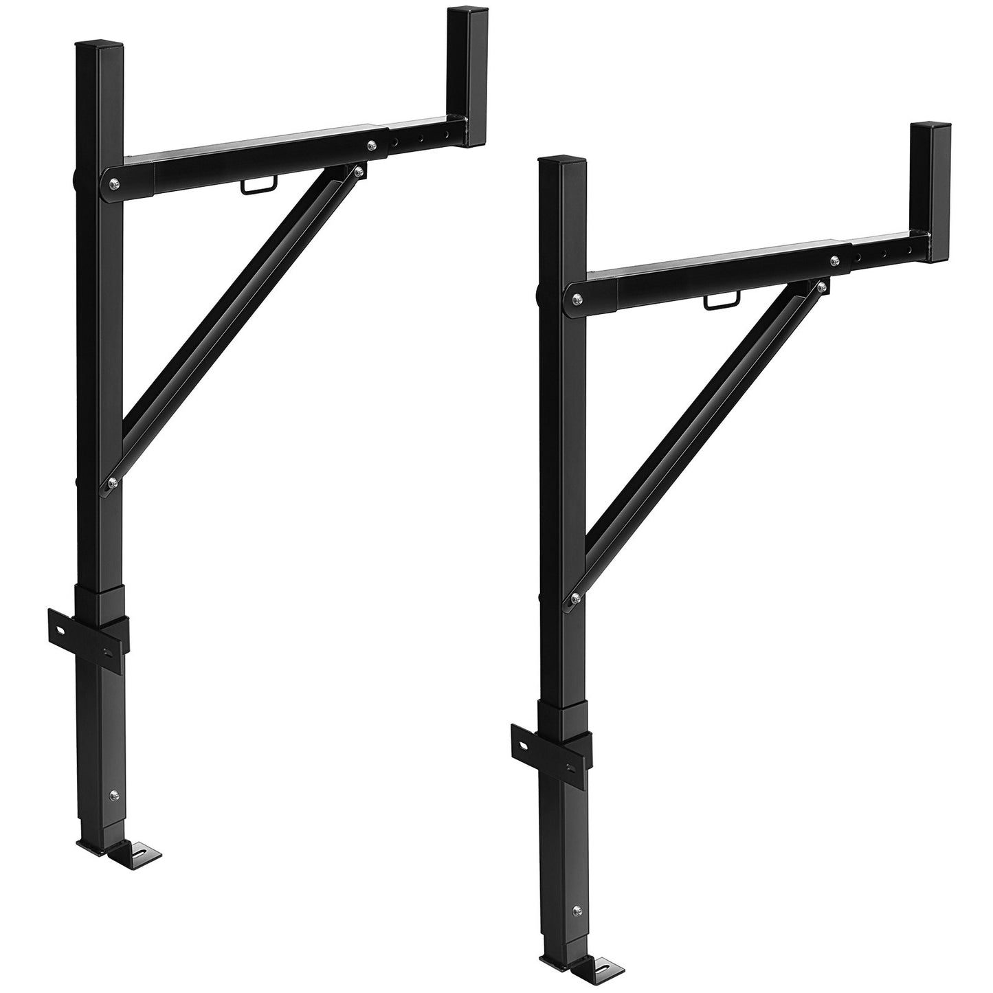 LKW-Gepäckträger, 19-34 Zoll ausziehbarer LKW-Leiterträger, 38,6"-43,6" höhenverstellbar, 250 lbs Tragkraft, Stahlleiterträger für LKW, Hochleistungs-LKW-Ladeflächenträger für Kajak, Surfbrett, Holz, Leiter