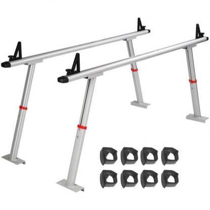 Truck Rack, 800 lbs Capacity, 19-34in Adjustable Height, Aluminum Ladder Rack for Truck with 8 Non-Drilling C-clamps, Heavy Duty Truck Bed Rack Two-Bar Set for Kayak, Surfboard, Lumber, Ladder