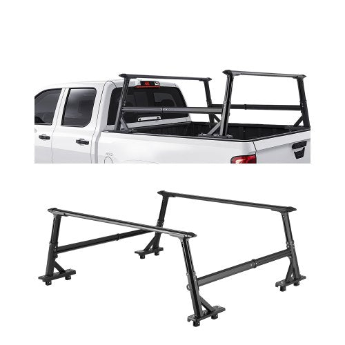 Truck Ladder Rack, 21-31.5 in Height, Adjustable Non-Drilling Aluminum Cargo Rack with Sidebar, 800 lbs Static Capacity, Ideal for Canoes, Surfboards, Ladders, Lumber, Tents, and Large cargo