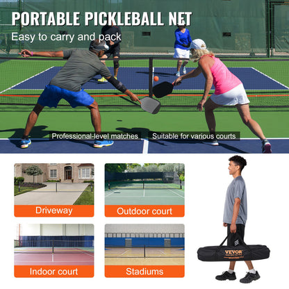 Pickleball-Netz-Set, 22 Fuß (6,7 m) großes, tragbares Pickleball-System in Standardgröße mit Tragetasche, Bällen und Rädern, wetterbeständigem, stabilem Metallrahmen und starkem PE-Netz, für die Auffahrt im Hinterhof