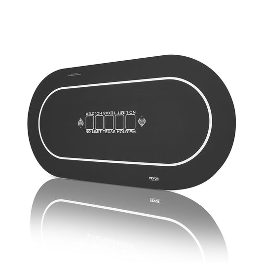 Pokerbordsskiva 70 x 35 tums pokermatta 6-8 spelare Vikbar med väska svart