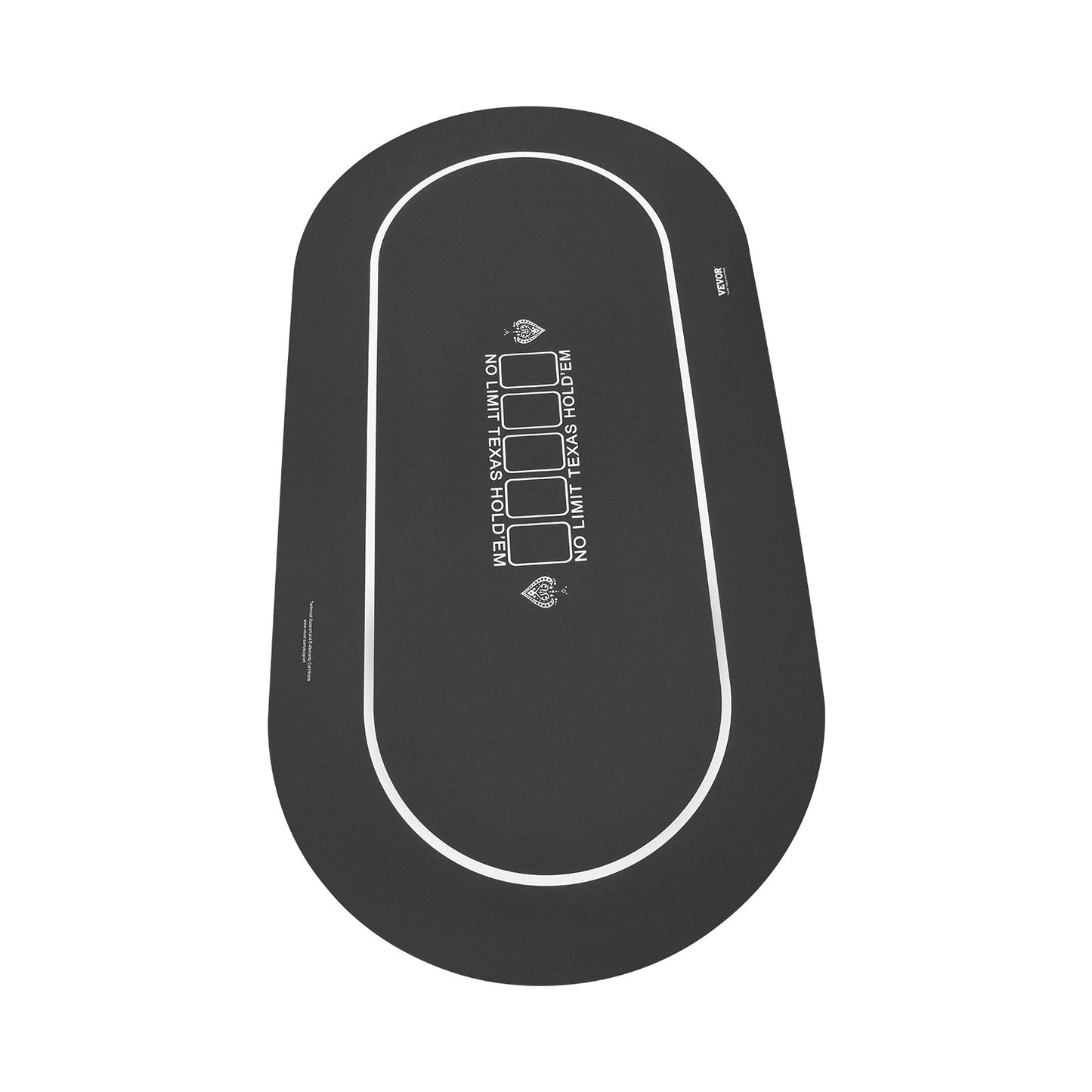 Pokerbordsskiva 70 x 35 tums pokermatta 6-8 spelare Vikbar med väska svart