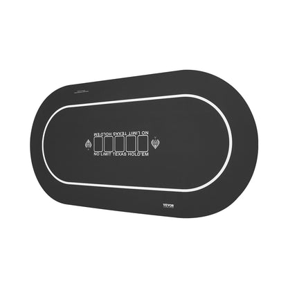 Pokerbordsskiva 70 x 35 tums pokermatta 6-8 spelare Vikbar med väska svart