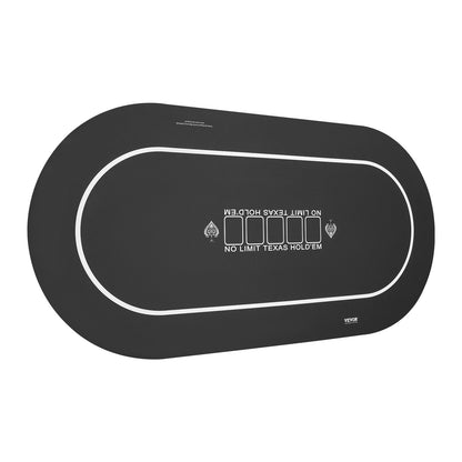 Pokerbordsskiva 70 x 35 tums pokermatta 6-8 spelare Vikbar med väska svart