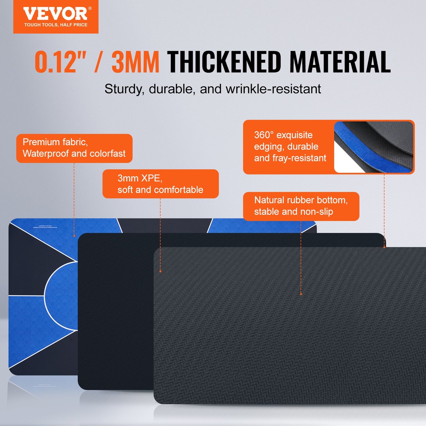 Pokerbordsskiva 70 x 35 tums pokermatta 6-8 spelare Vikbar med väska blå