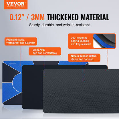 Pokerbordsskiva 70 x 35 tums pokermatta 6-8 spelare Vikbar med väska blå