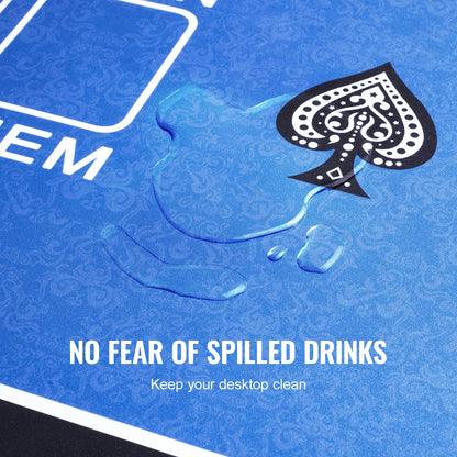 Pokerbordsskiva 70 x 35 tums pokermatta 6-8 spelare Vikbar med väska blå