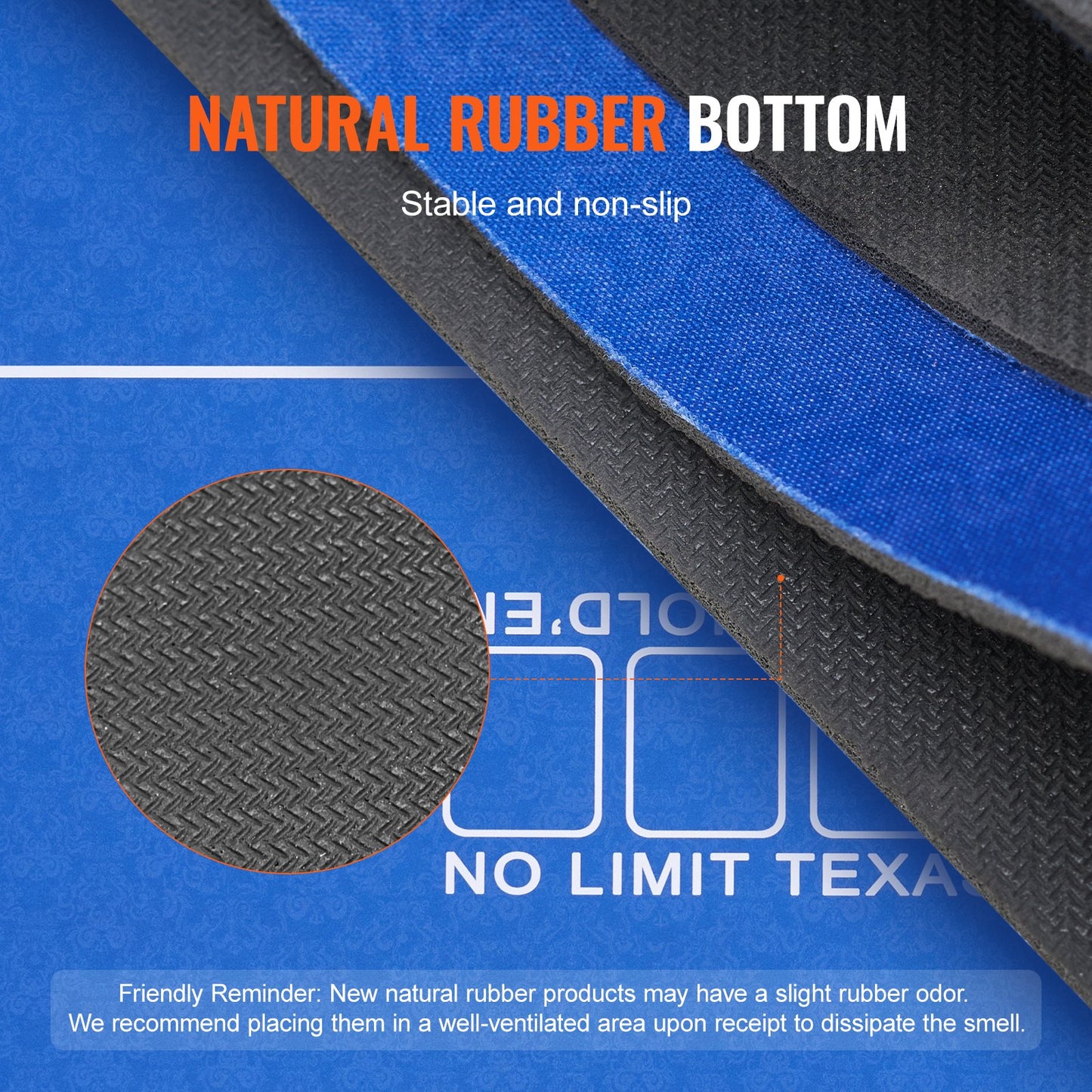 Pokerbordsskiva 70 x 35 tums pokermatta 6-8 spelare Vikbar med väska blå