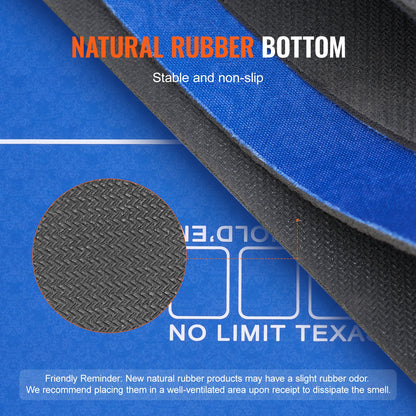 Pokerbordsskiva 70 x 35 tums pokermatta 6-8 spelare Vikbar med väska blå