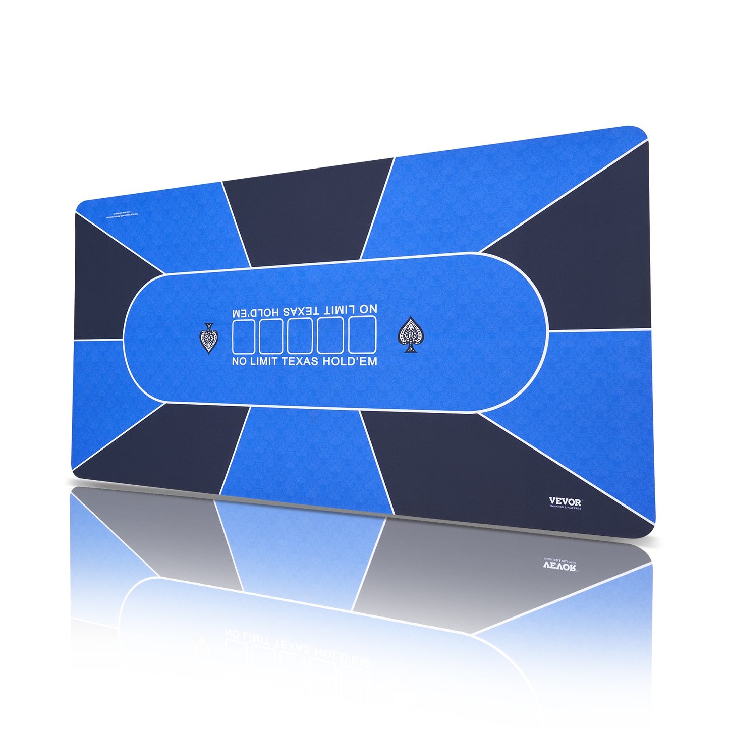 Pokerbordsskiva 70 x 35 tums pokermatta 6-8 spelare Vikbar med väska blå