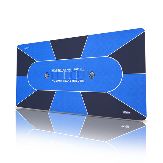 Pokerbordsskiva 70 x 35 tums pokermatta 6-8 spelare Vikbar med väska blå
