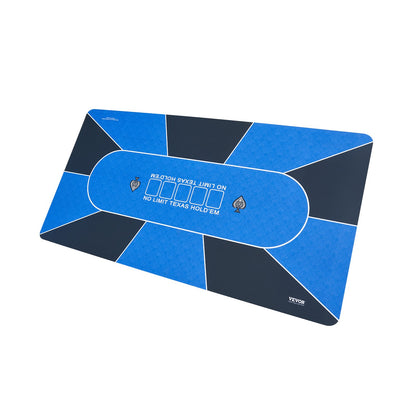 Pokerbordsskiva 70 x 35 tums pokermatta 6-8 spelare Vikbar med väska blå