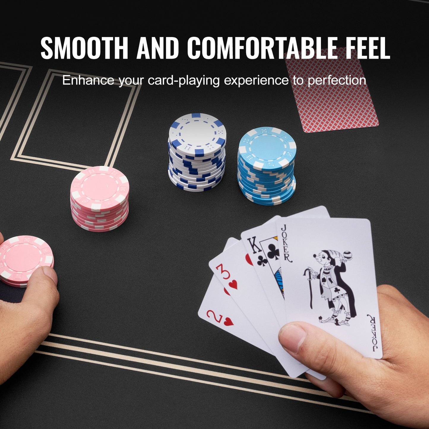 Pokertischplatte, 178,8 x 88,9 cm, Pokermatte, 6–8 Spieler, faltbar, mit Tasche, Schwarz