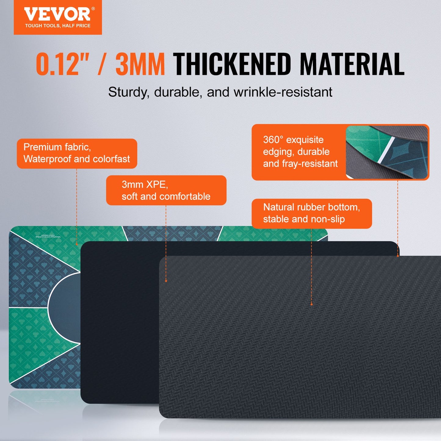 Pokerbordsskiva 70 x 35 tums pokermatta 6-8 spelare Vikbar med väska grön