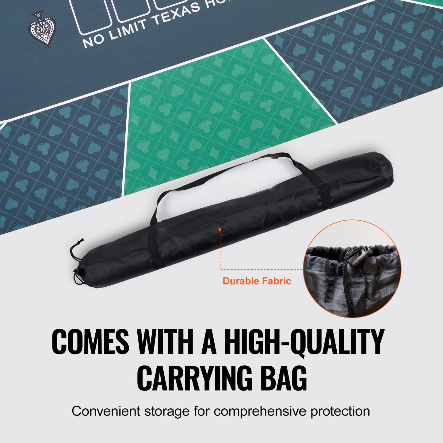 Pokerbordsskiva 70 x 35 tums pokermatta 6-8 spelare Vikbar med väska grön