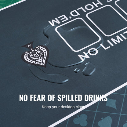 Pokerbordsskiva 70 x 35 tums pokermatta 6-8 spelare Vikbar med väska grön