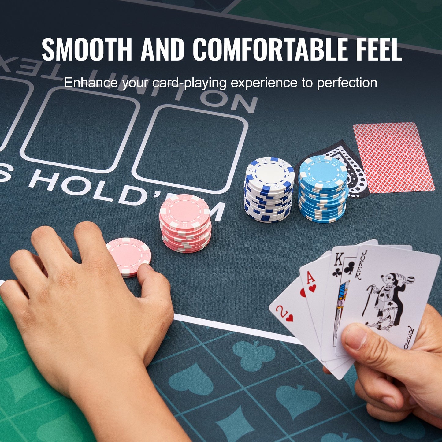 Pokerbordsskiva 70 x 35 tums pokermatta 6-8 spelare Vikbar med väska grön