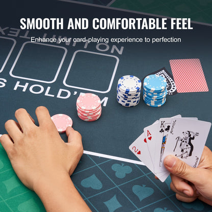 Pokerbordsskiva 70 x 35 tums pokermatta 6-8 spelare Vikbar med väska grön