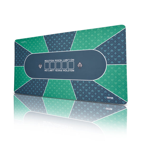 Pokerbordsskiva 70 x 35 tums pokermatta 6-8 spelare Vikbar med väska grön