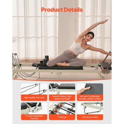 Foldable Pilates Reformer Pilates Machine Home Gym Exercise Equipment | EU