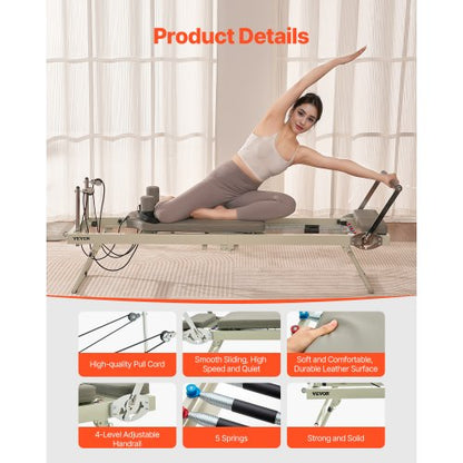 Foldable Pilates Reformer Pilates Machine Home Gym Exercise Equipment | EU