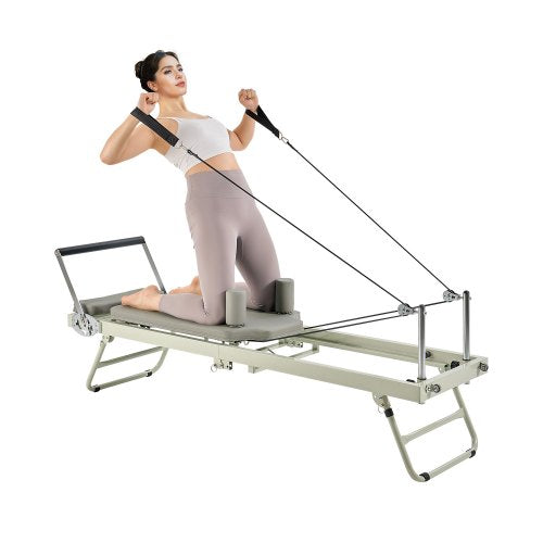 Foldable Pilates Reformer, Pilates Workout Machine for Home Gym Studio Use, Pilates Bed with Dual Resistance- Spring & Cord, Reformer Set for Advanced Users and Beginners, Up to 400 LBS