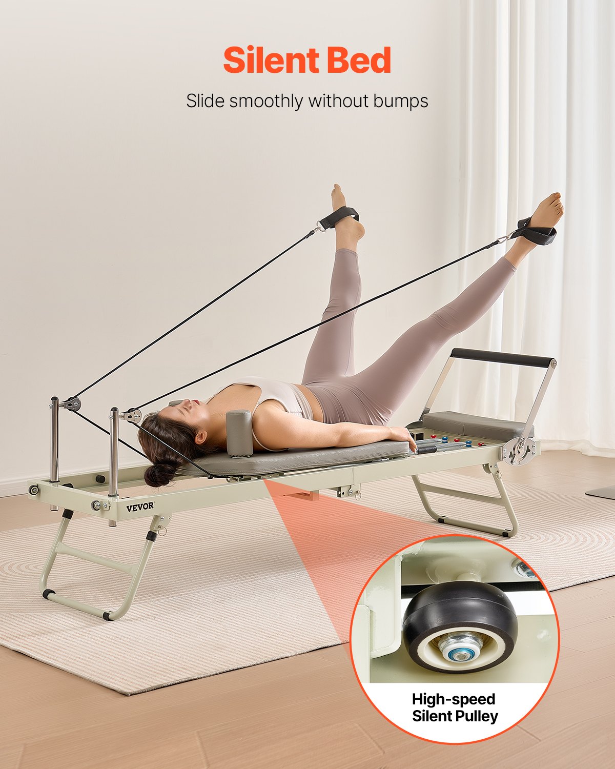 Foldable Pilates Reformer, Pilates Workout Machine for Home Gym Studio Use, Pilates Bed with Dual Resistance- Spring & Cord, Reformer Set for Advanced Users and Beginners, Up to 400 LBS