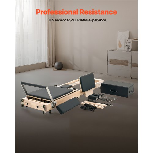Foldable Pilates Reformer Wooden Pilates Machine Home Gym Equipment | EU