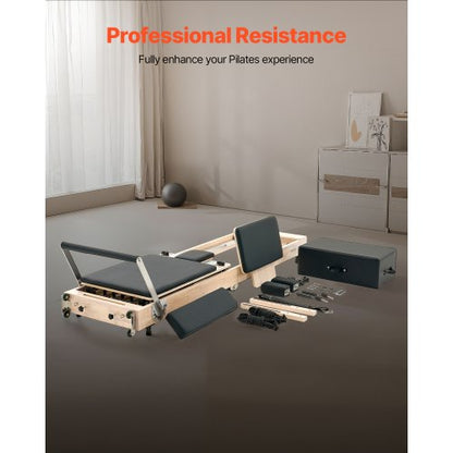 Foldable Pilates Reformer Wooden Pilates Machine Home Gym Equipment | EU
