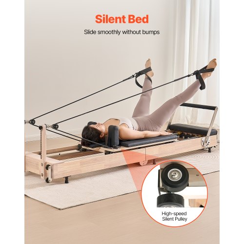 Foldable Pilates Reformer Wooden Pilates Machine Home Gym Equipment | EU