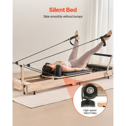 Foldable Pilates Reformer Wooden Pilates Machine Home Gym Equipment | EU