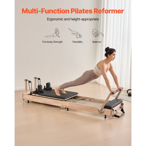 Foldable Pilates Reformer Wooden Pilates Machine Home Gym Equipment | EU