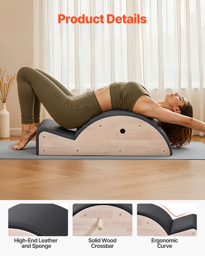Pilates Spine Corrector, Home Gym Yoga Pilates Accessory, Rubber Wood Fitness Training Tool, Arc Fitness Body Workout Equipment, for Spine Exercises, Balance, Core Strengthening, and Stretching