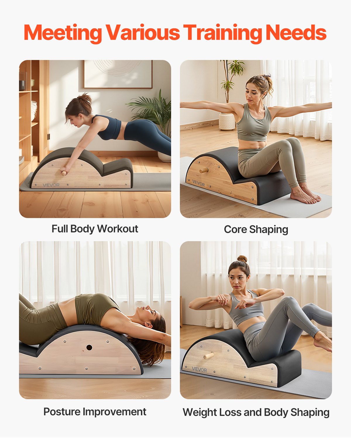 Pilates Spine Corrector, Home Gym Yoga Pilates Accessory, Rubber Wood Fitness Training Tool, Arc Fitness Body Workout Equipment, for Spine Exercises, Balance, Core Strengthening, and Stretching