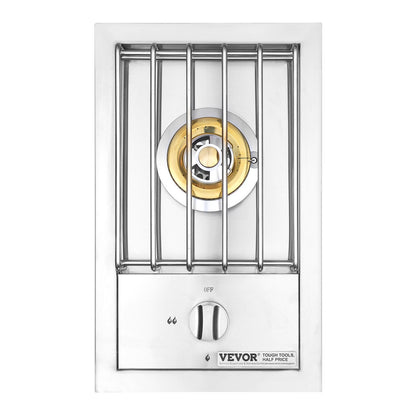 Single Grilling Side Burner, 15,000BTU Liquid Propane Side Burner for Outdoor Kitchen, Convertible to Natural Gas, 304 Stainless Steel Built-in Single Grill Burners for BBQ Grill Island