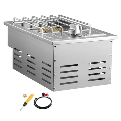 Single Grilling Side Burner, 15,000BTU Liquid Propane Side Burner for Outdoor Kitchen, Convertible to Natural Gas, 304 Stainless Steel Built-in Single Grill Burners for BBQ Grill Island