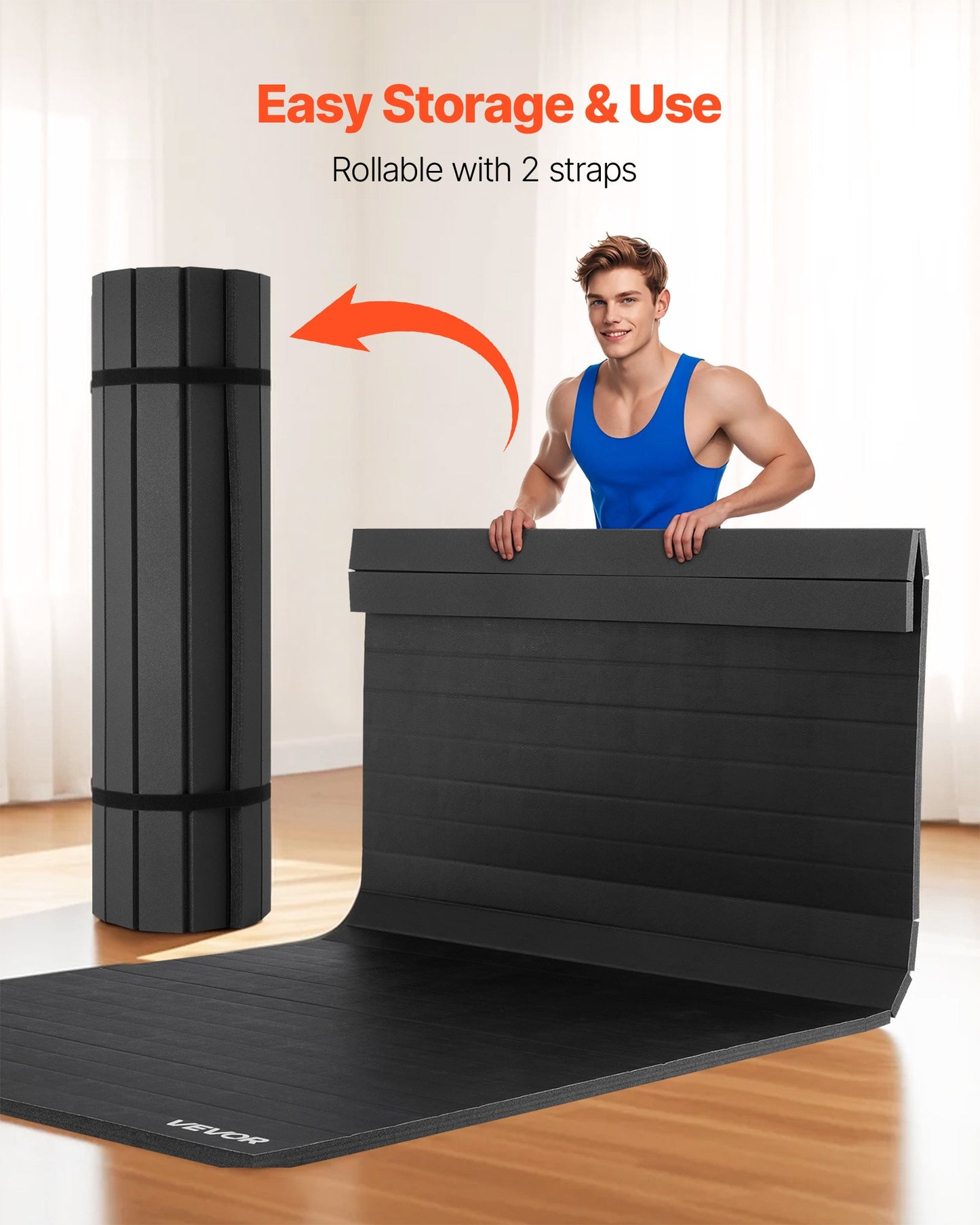 10x5 ft Wrestling Mat, Martial Arts Thick Mat for Home Gym Workouts Exercise, Waterproof PVC Roll-Up Training Mats for Gymnastics, Tatami, Jiu Jitsu BJJ MMA Judo, Boxing, Black